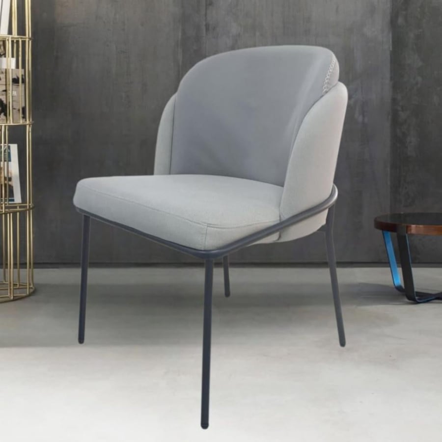 Fabric dining chair, gray color, with black iron leg base F-693BGRAY