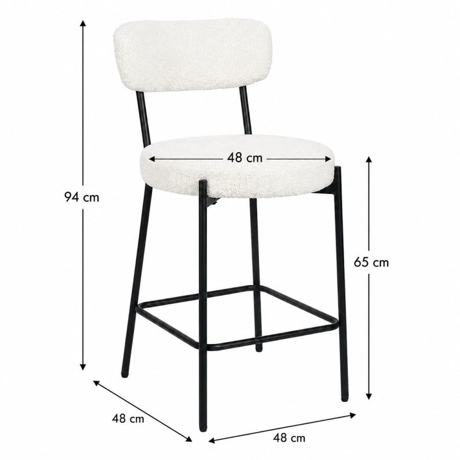 كرسي بار قماش بوكليه لون أبيض WS-13100166WHITE