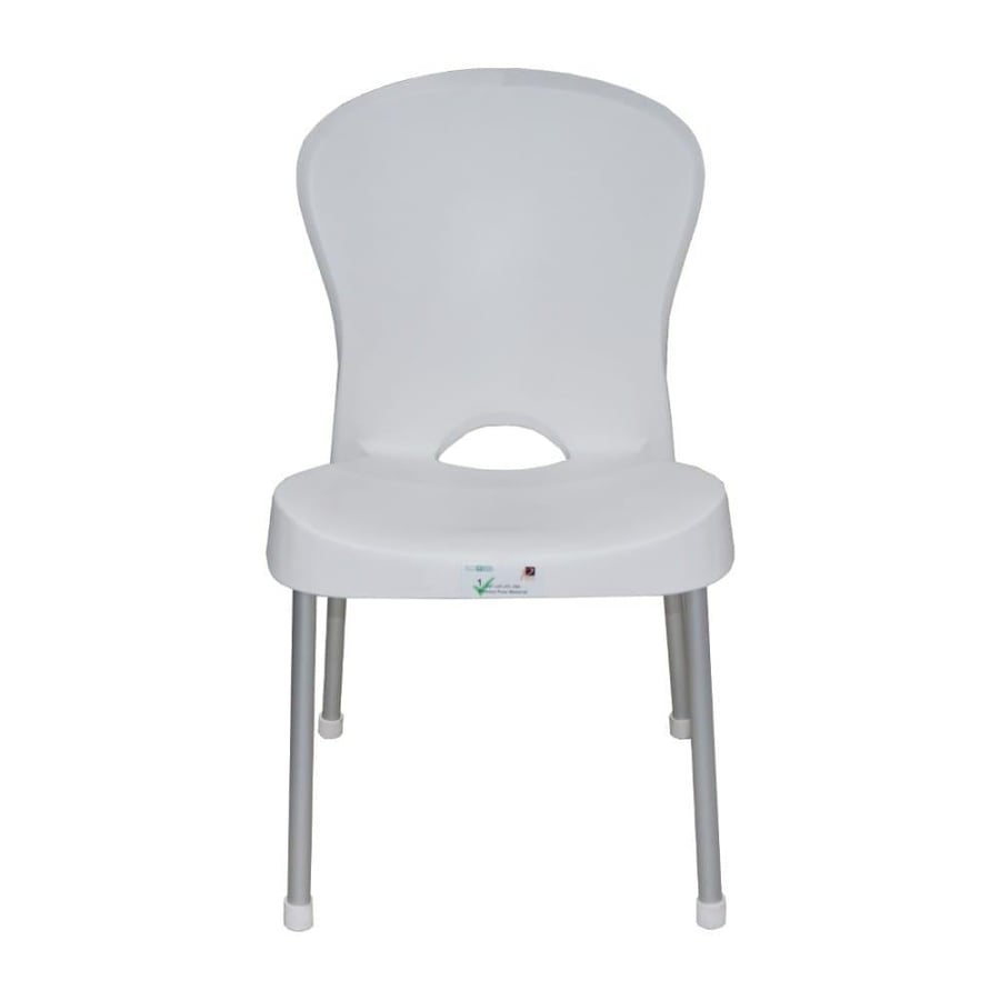 كرسي بلاستيك لون ابيض بارجل الومونيوم موديل رقم  PL-540WHITE