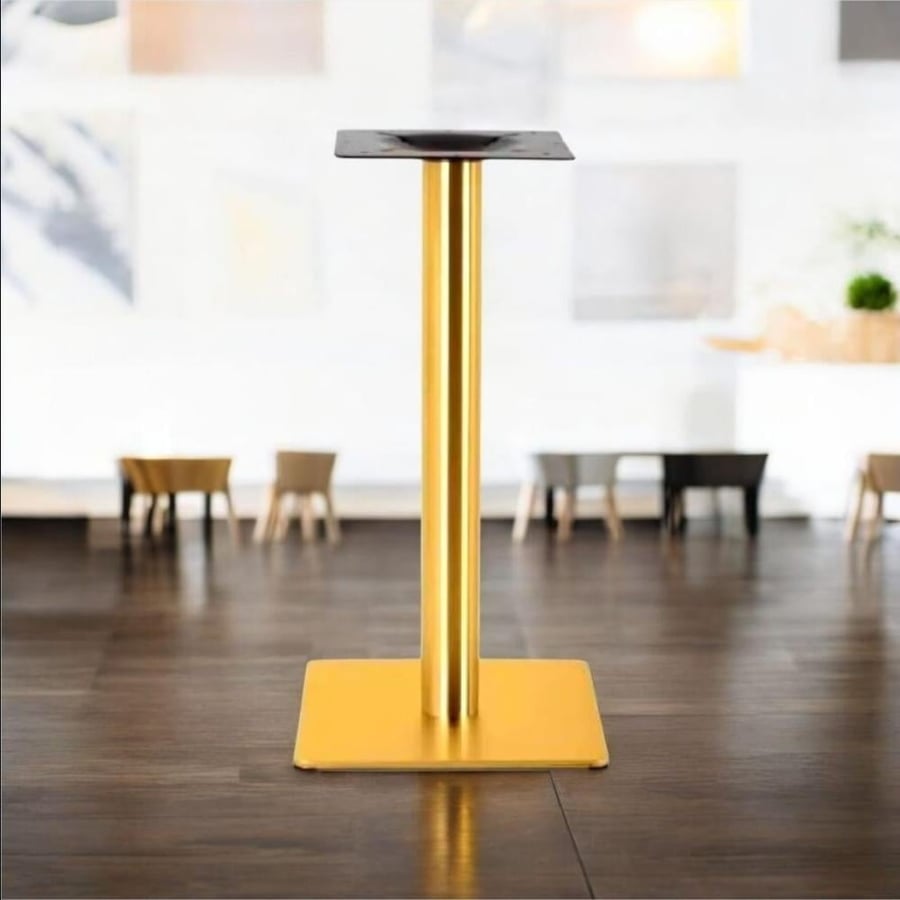 Gold stainless steel dining table base with black circular GWD1446