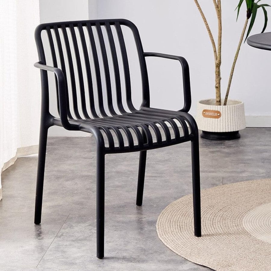 كرسي طعام وكافية فايبر خارجي لون اسود  THDC610BLACK