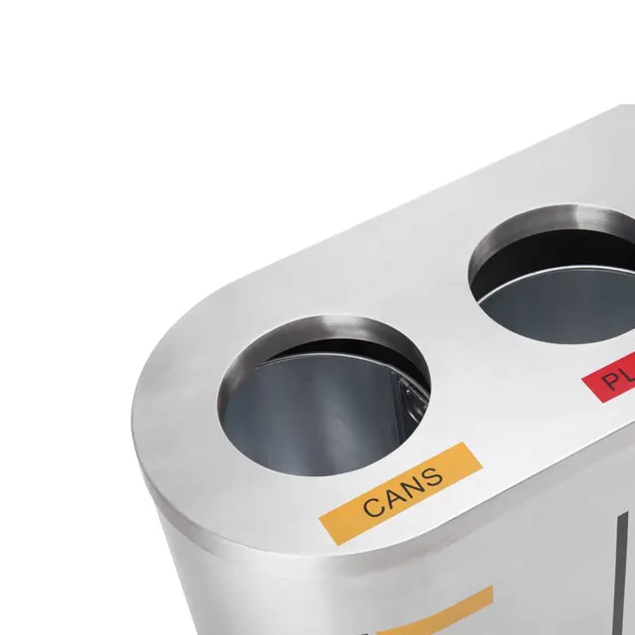 External stainless steel trash bin with two openings GWD1347