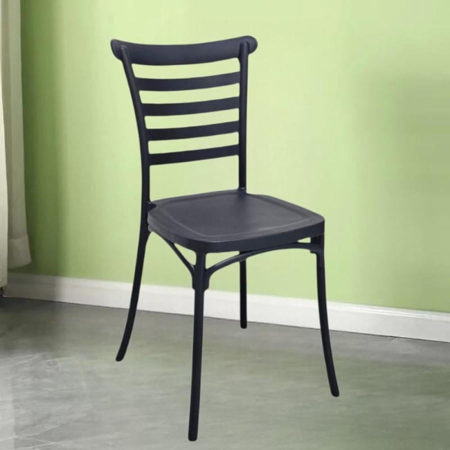 كرسي طعام وكافية فايبر خارجي لون اسود  THDC654BLACK