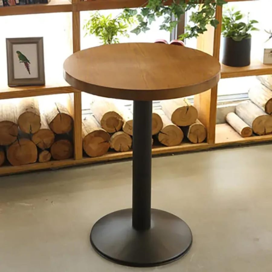 Round brown wooden dining table 60CM black iron base GWD1212BROWN