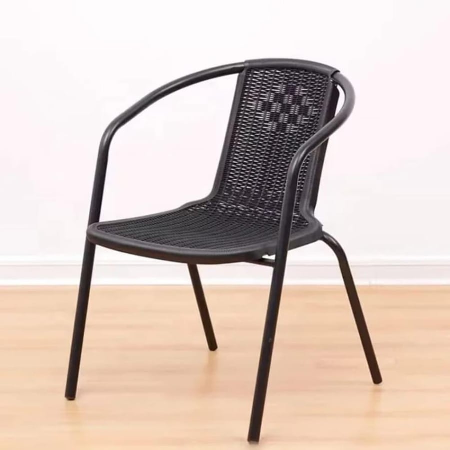 Outdoor dining table set 60CM and 2 iron chairs with plastic brown color AW98540