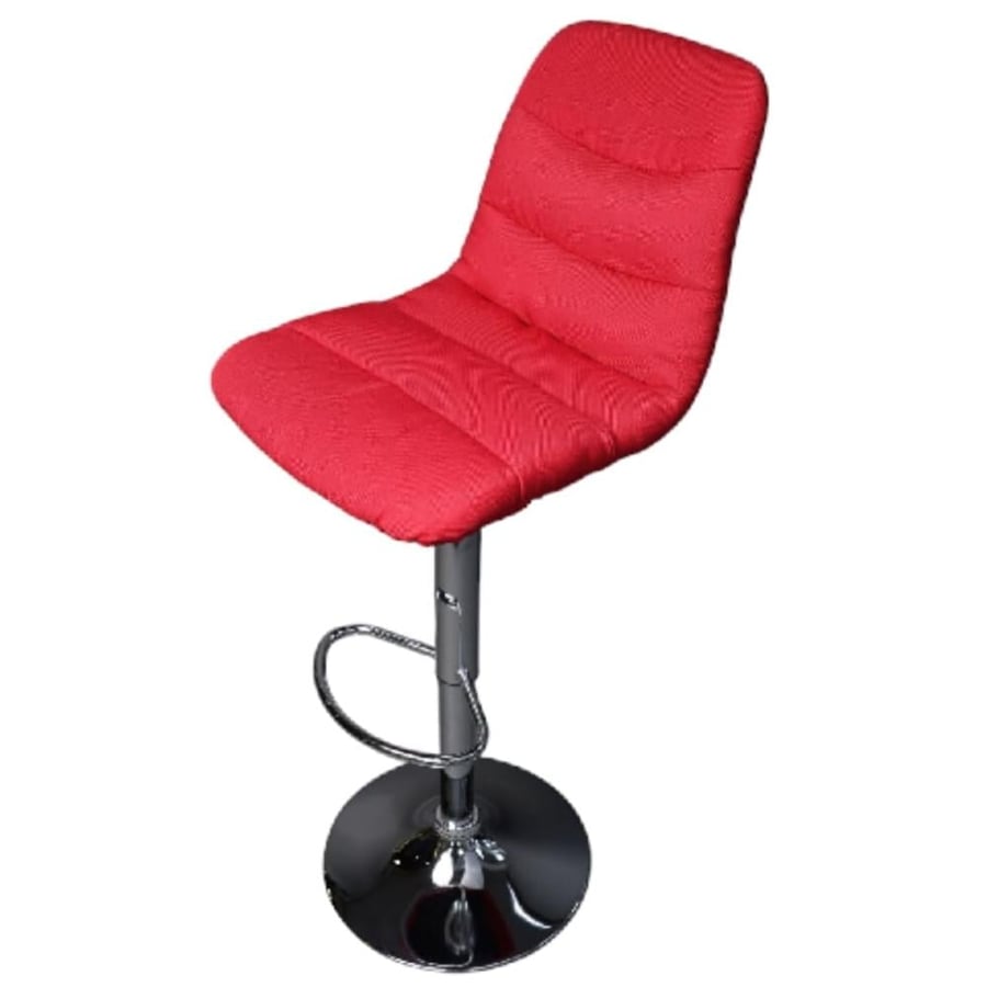 Red fabric bar stool with silver steel hydraulic base GWD1187
