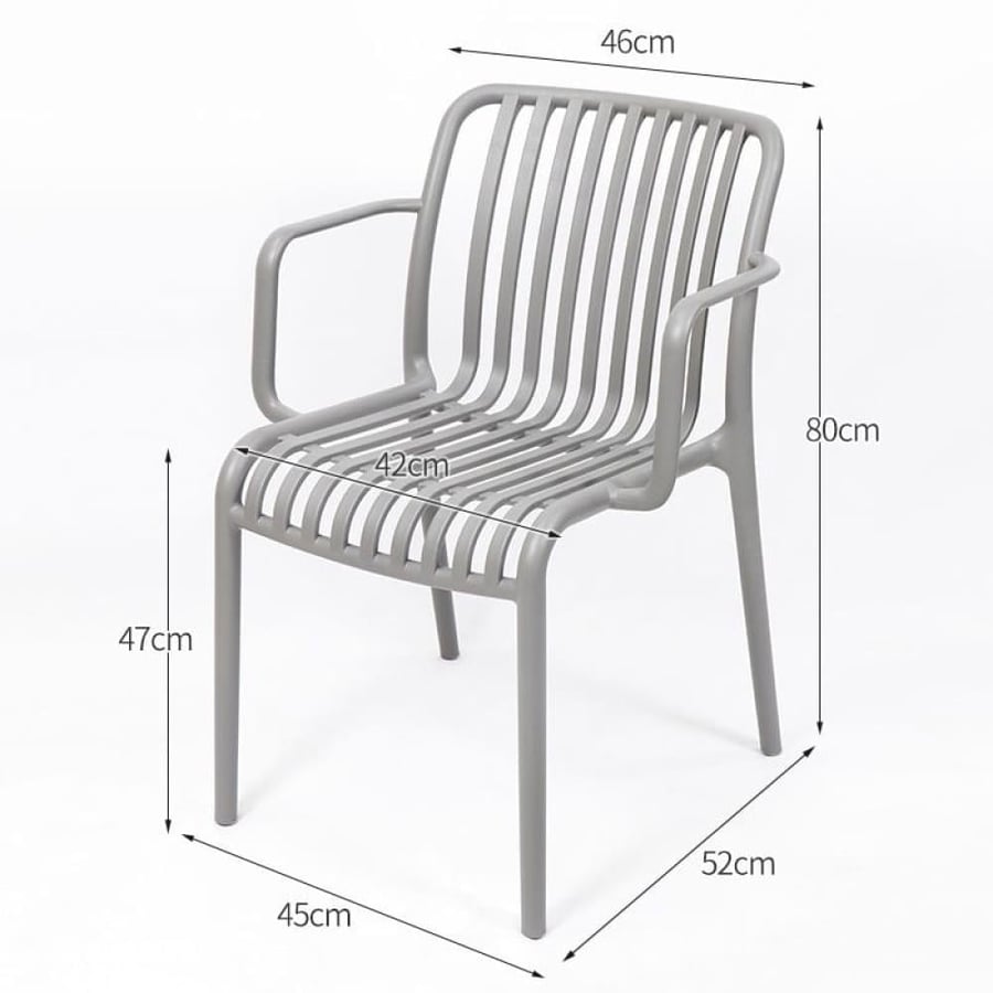 كرسي طعام وكافية فايبر خارجي لون رصاصي  THDC610GRAY