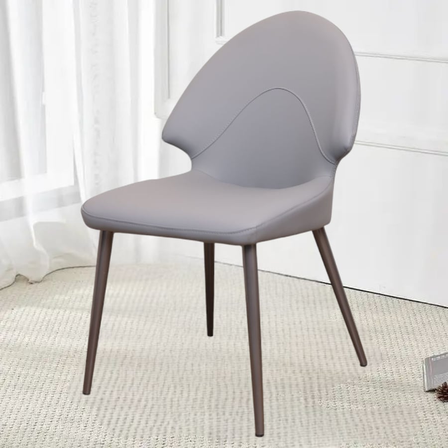 Gray leather dining chair with gray iron leg base H240GRAY