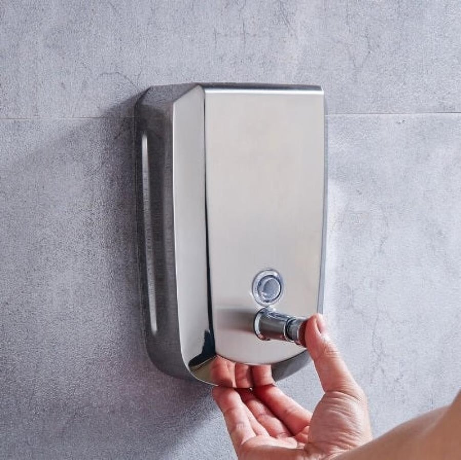صبانة وموزع صابون يد سائل فلوريت ستانليس استيل صيني ضغاط يدوي 1000مل فضي FL4016