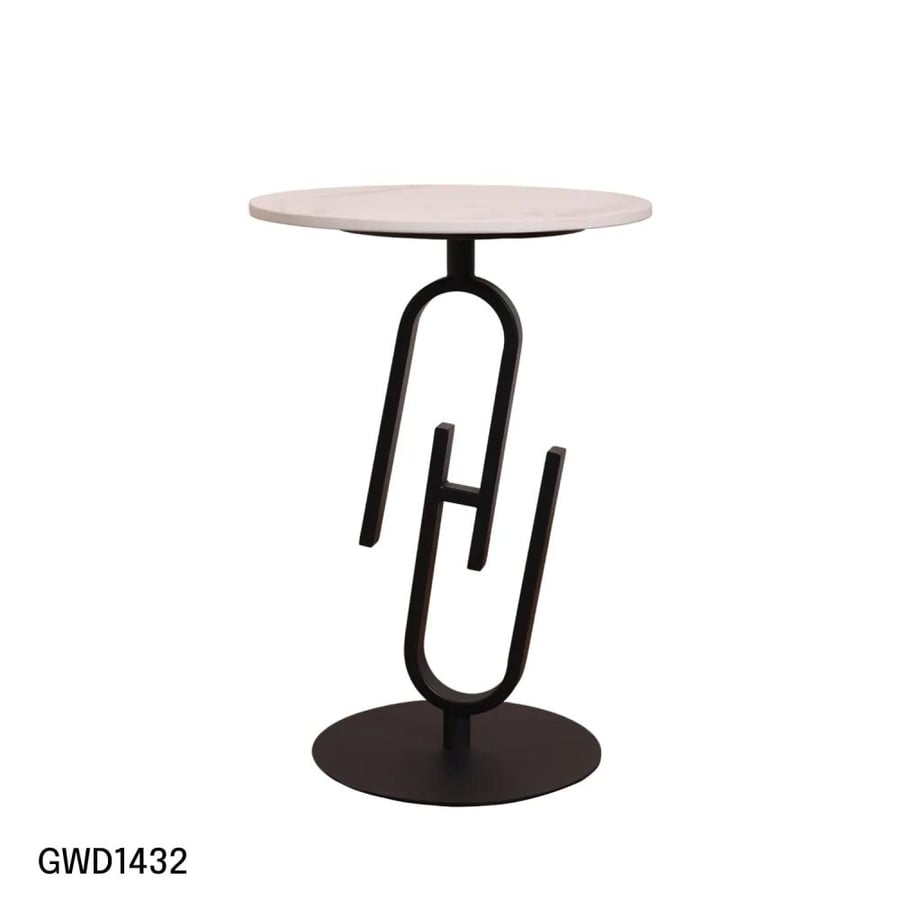Luxury round coffee table 40cm marble surface black iron base GWD1432