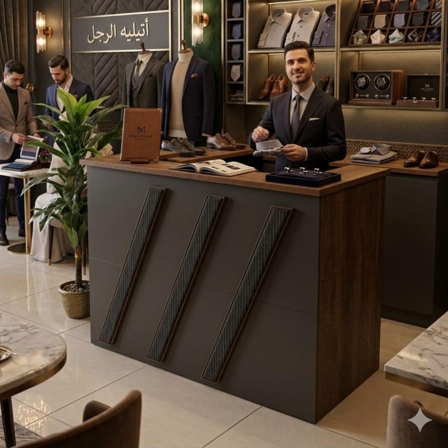 كاونتر استقبال خشبي مع أدراج 120CM*65CM*105CM بني مع رصاصي DM-A15BROWNGRAY