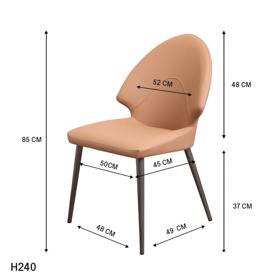 Leather brown dining chair with gray iron leg base H240BROWN