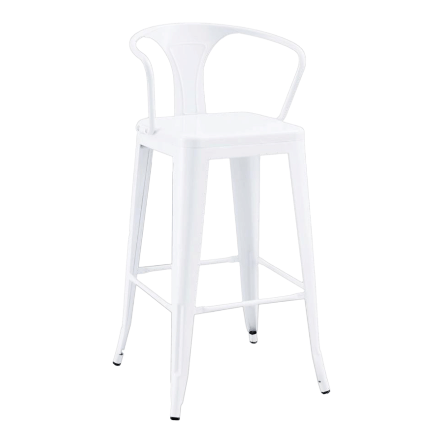 كرسي بار حديد ثابت ابيض بظهر قصير  M-504WHITE