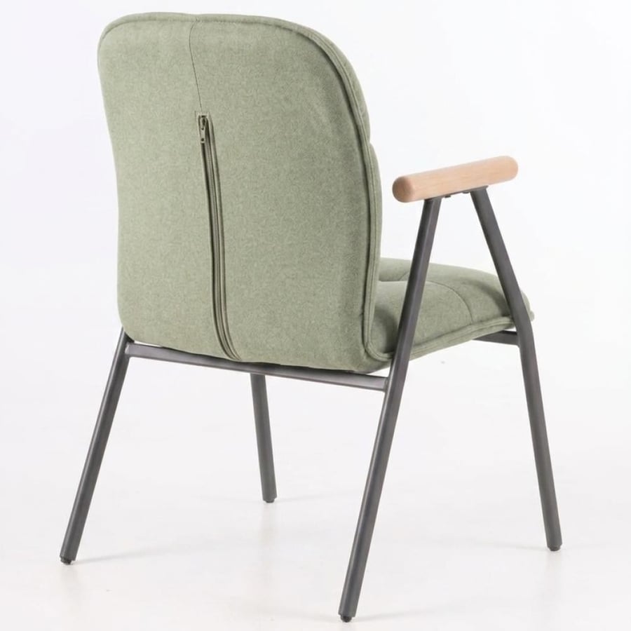 Dining and cafe chair, velvet wood, green color, ZH033GREEN