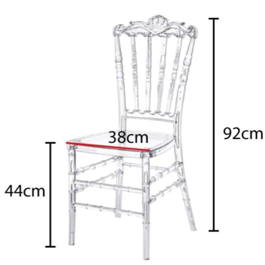 Acrylic party and event chair, transparent, strong, scratch-resistant JH003