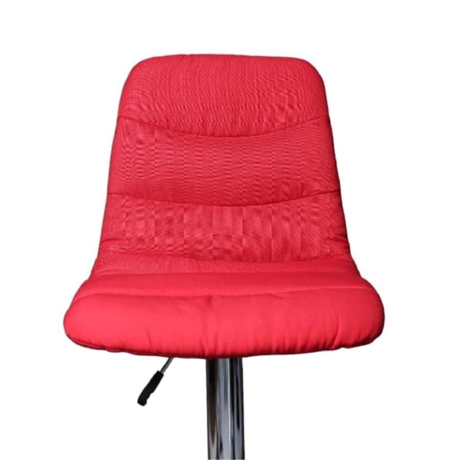 Red fabric bar stool with silver steel hydraulic base GWD1187