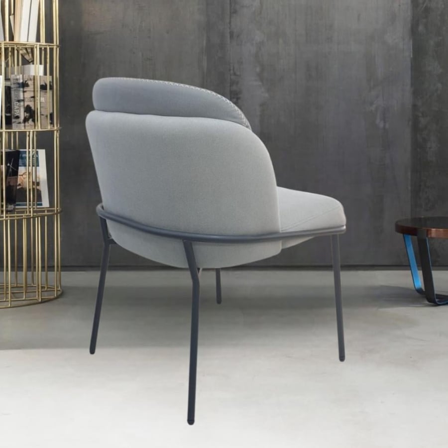 Fabric dining chair, gray color, with black iron leg base F-693BGRAY