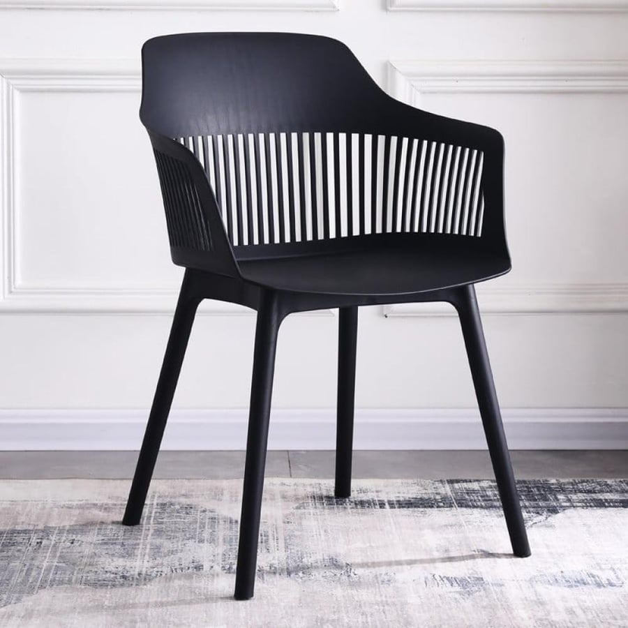 كرسي طعام فايبر اسود مع مقعد قماش اسود GWD1577BLACK