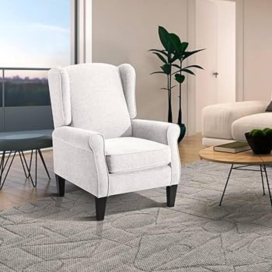 A comfortable, hospitable, and relaxing chair, light beige fabric 8025BEIG