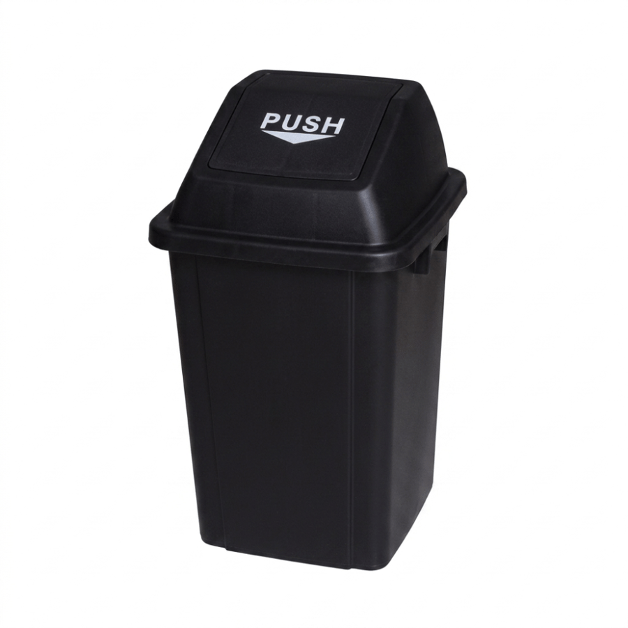 حاوية نفايات بلاستيك كبيره بغطاء مروحة اسود 30لتر SH27299BLACK