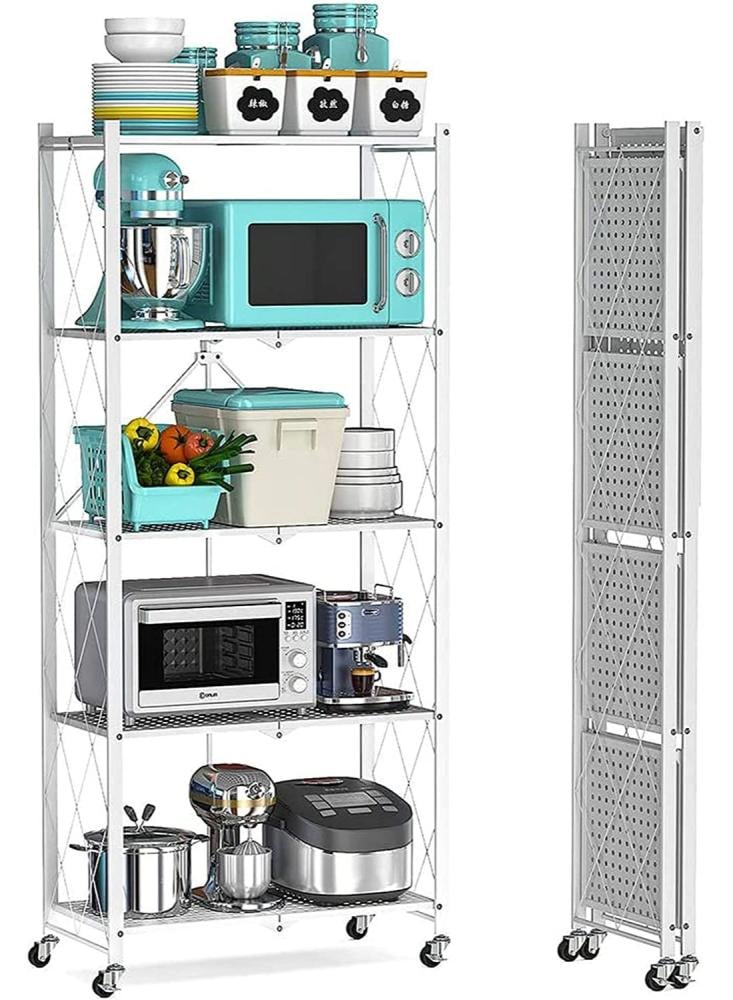 Storage and organization shelves, foldable, 5 tiers, white color, size 34×72×168 cm, model AW-6008W