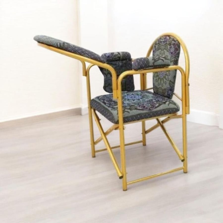Prayer chair made of luxurious blue fabric, foldable, for the elderly and people with special needs LD-516BLUE