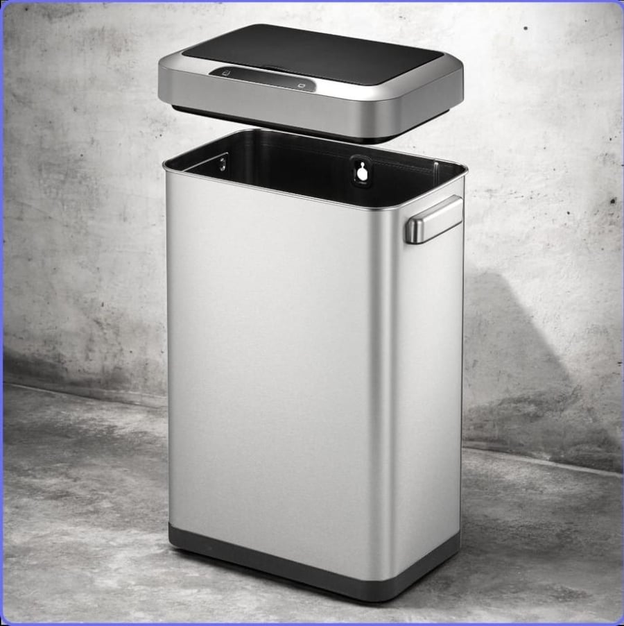 EKO rectangular smart trash bin stainless silver 45 liters EK92621
