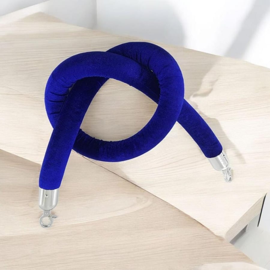 Velvet barrier rope blue color silver end