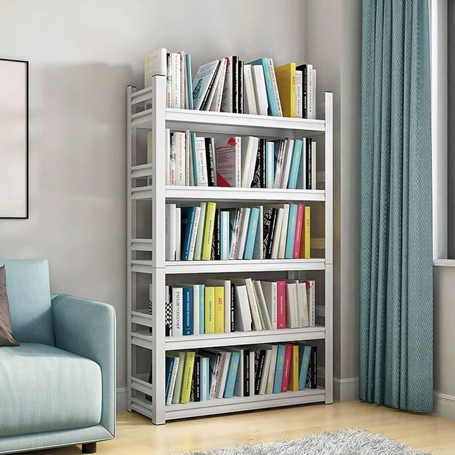 Wooden storage shelves with metal frame to bear weights, 5 tiers, size 45×120×198 cm, model HY9W