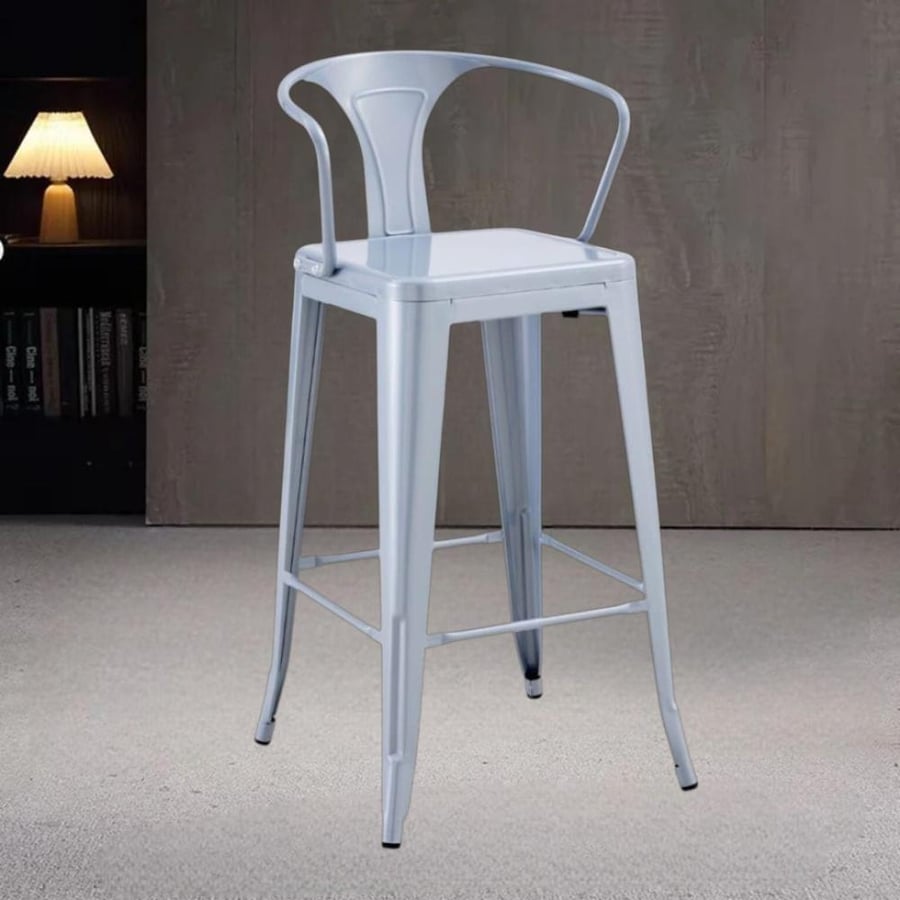 كرسي بار حديد ثابت رصاصي بظهر قصير  M-504GRAY