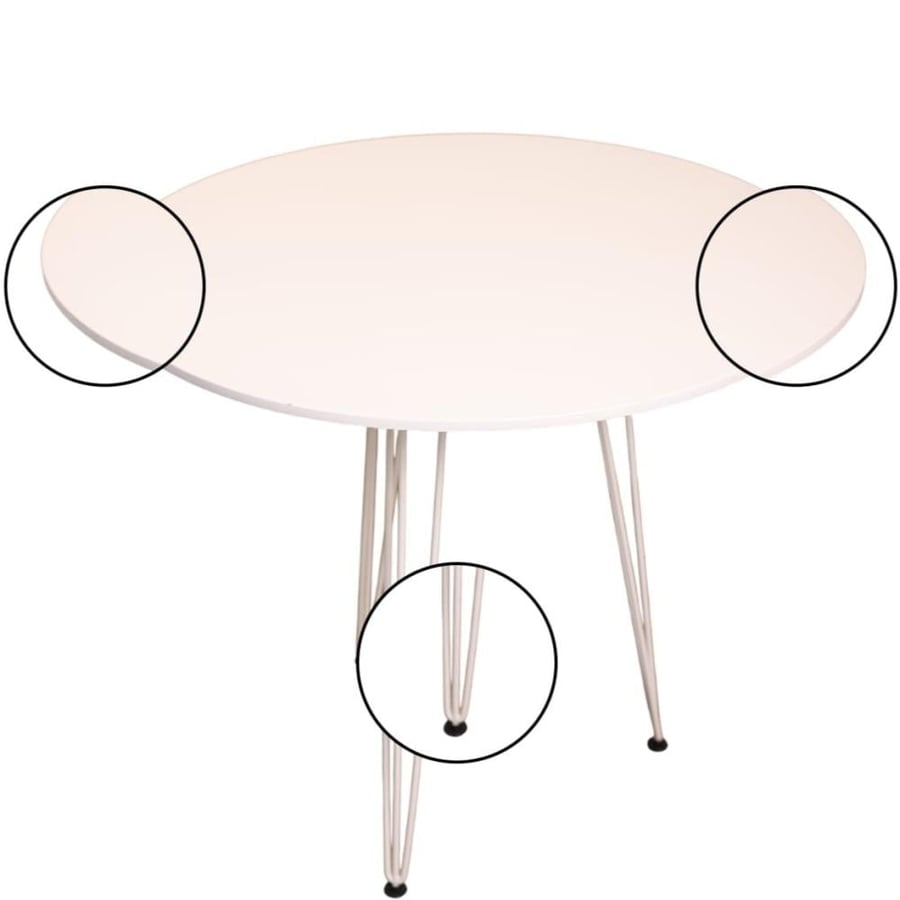 طاولة طعام دائرية 80CM سطح خشب مع قاعدة حديد 3ارجل لون ابيض GWD1291-80W