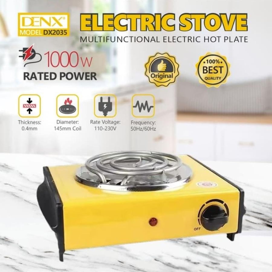 Dinex electric spiral stove, single eye, power 1000 watts, yellow color, model number DX2035