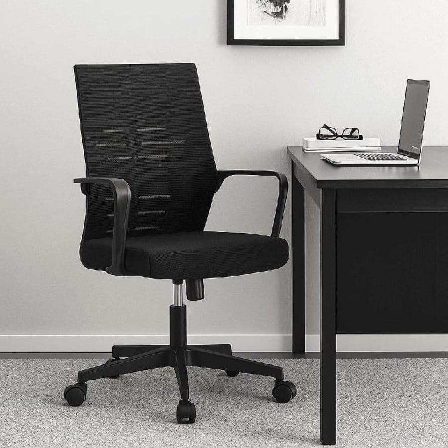 Office chair fabric perforated black color without headrest model number 820BLACK