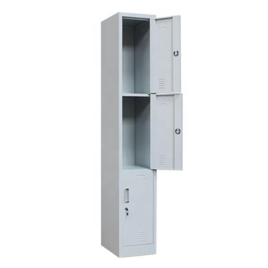 دولاب امانات وملابس حديد 3ابواب مع ارفف داخلية مقاس 185×38×42 رصاصي W001-3GRAY