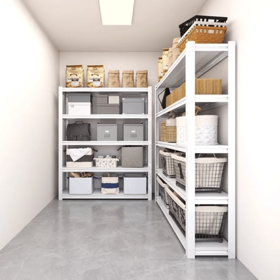 Wooden storage shelves with metal frame to bear weights, 5 levels, size 60×90×198 cm, model HY84W