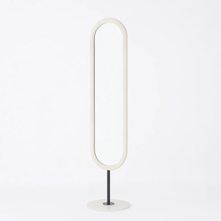 Standing mirror with modern design, white color, size 169x40 cm, 916 White