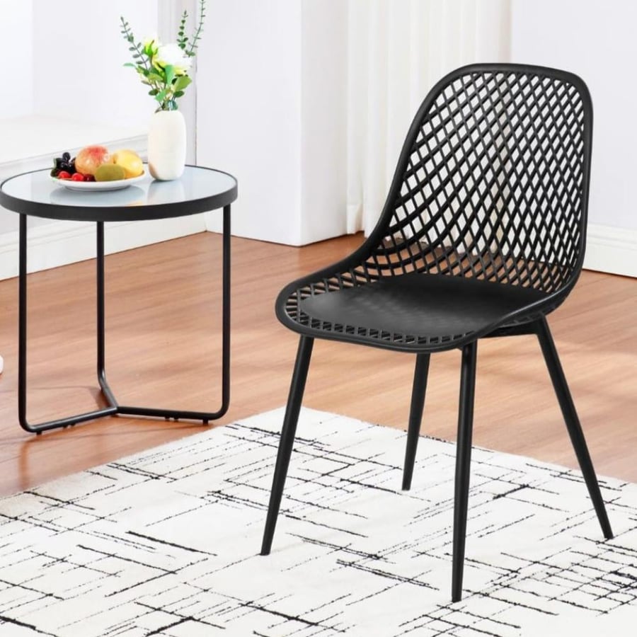 كرسي طعام وكافية فايبر خارجي لون اسود  THDC931BLACK