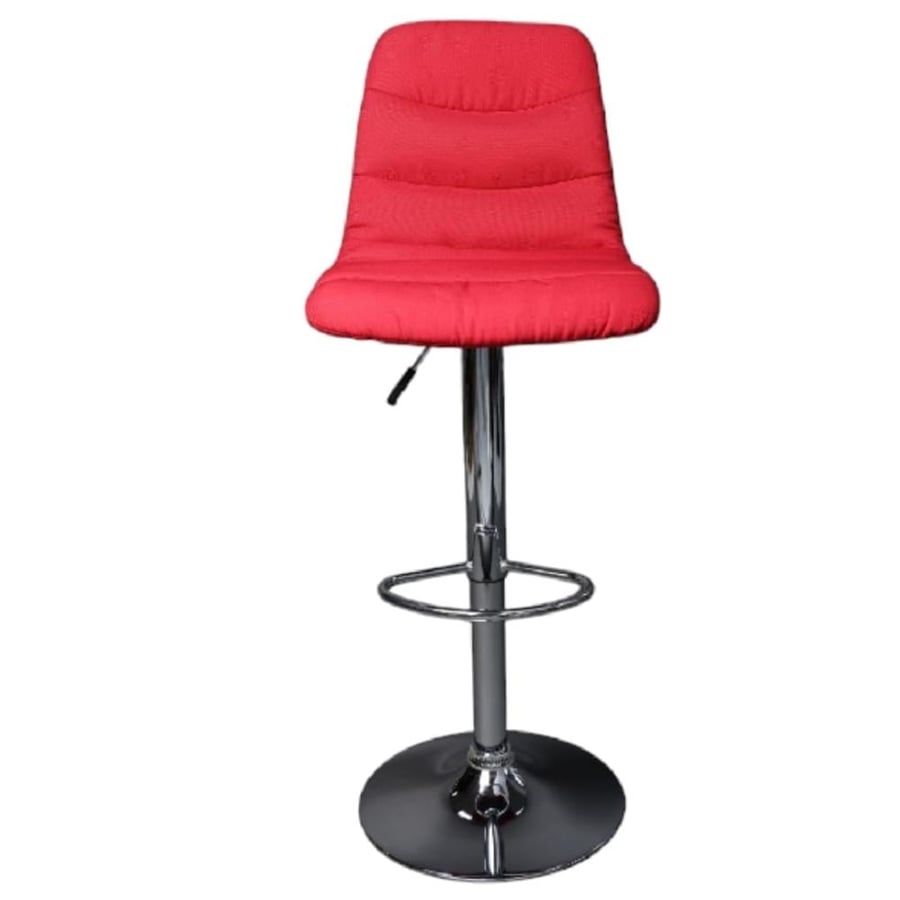 Red fabric bar stool with silver steel hydraulic base GWD1187
