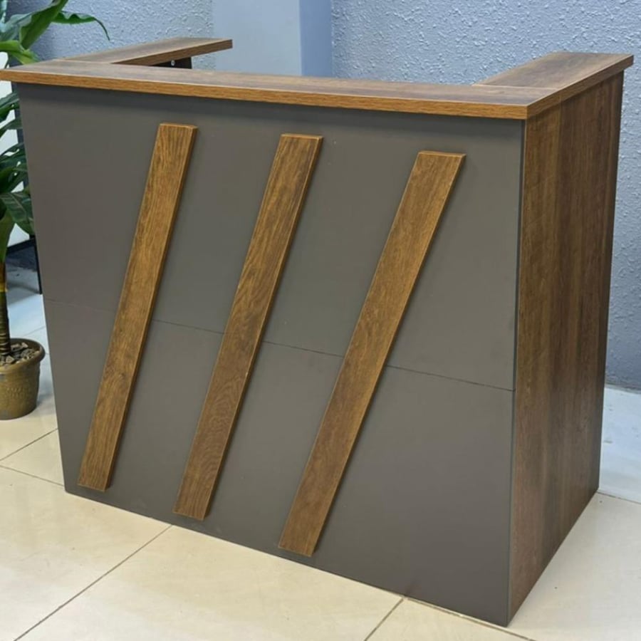 كاونتر استقبال خشبي مع أدراج 120CM*65CM*105CM بني مع رصاصي DM-A15BROWNGRAY