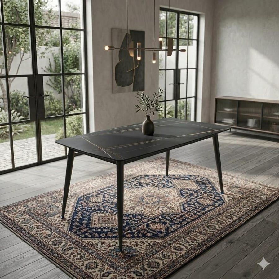 طاولة طعام سيراميك مستطيل اسود مقاس 140CM*80CM*72CM موديل رقم SD10-S140BLACK