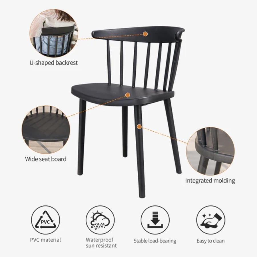 Black fiber dining chair PC-0608