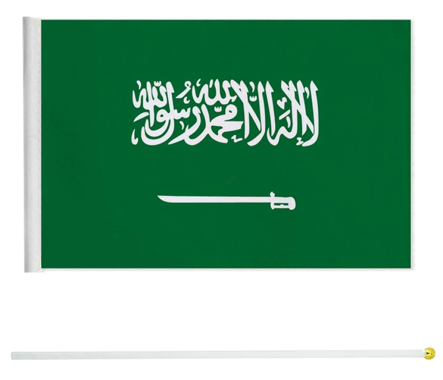 12 plastic flags with Saudi Arabia flag small size SSAF001 20×14×30