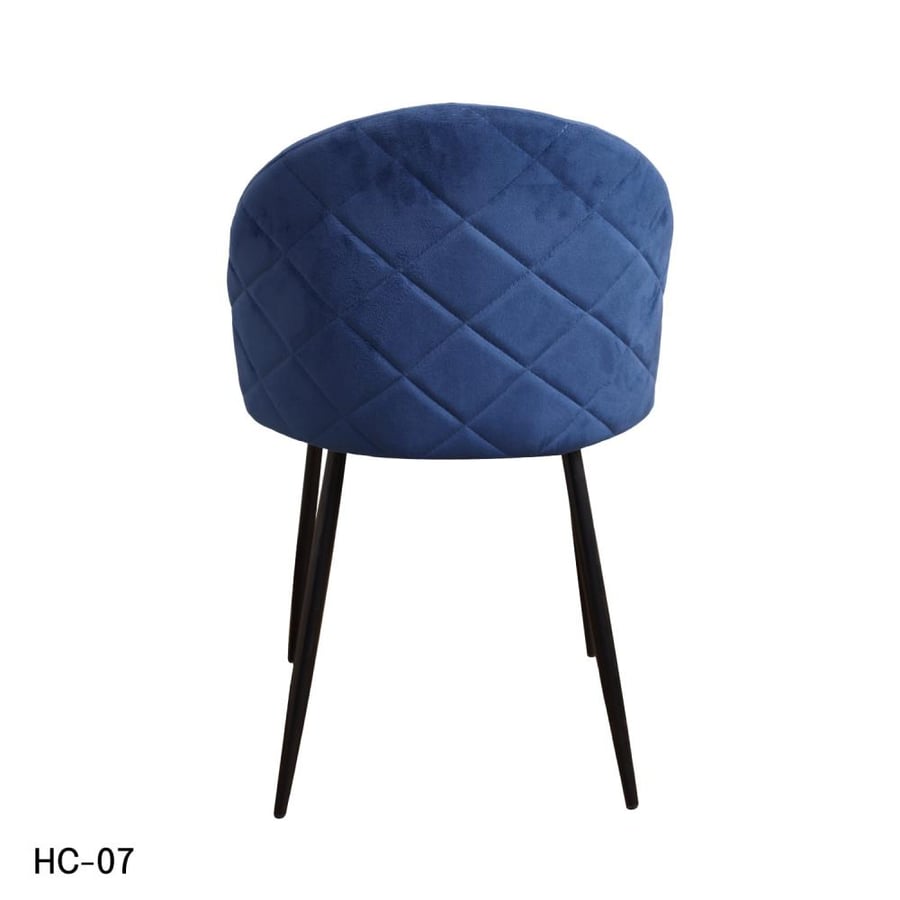 Dining and cafe chair, velvet fabric, dark blue, and black iron leg base HC-07DBLUE