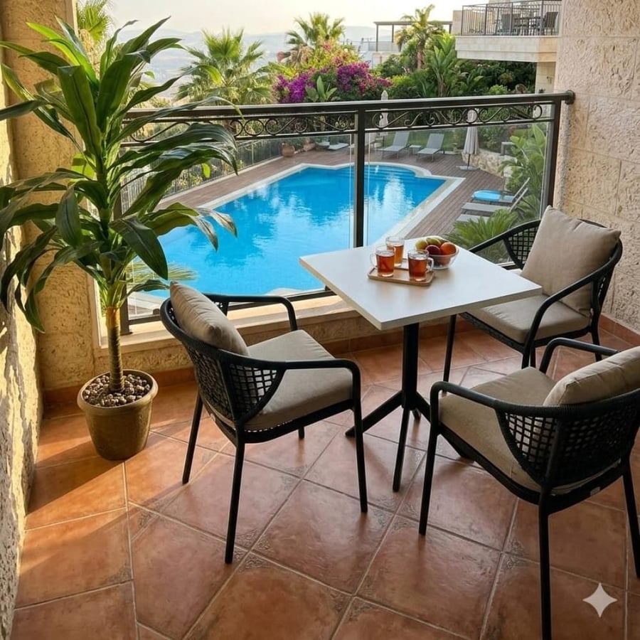 طاولة ضيافة للقهوة فاخرة مربعة 60CM*60CM*75CM سطح خشب ابيض وقاعدة حديد اسود DM-A10WHITE