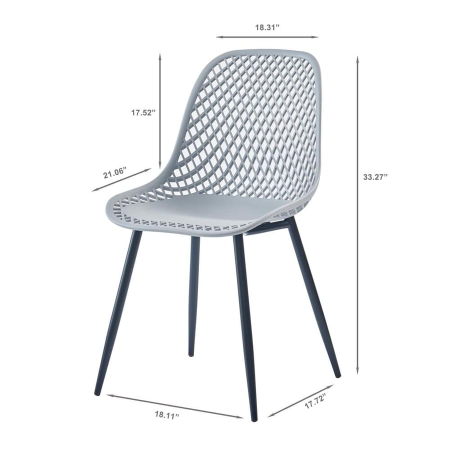 كرسي طعام وكافية فايبر خارجي لون رصاصي  THDC931GRAY