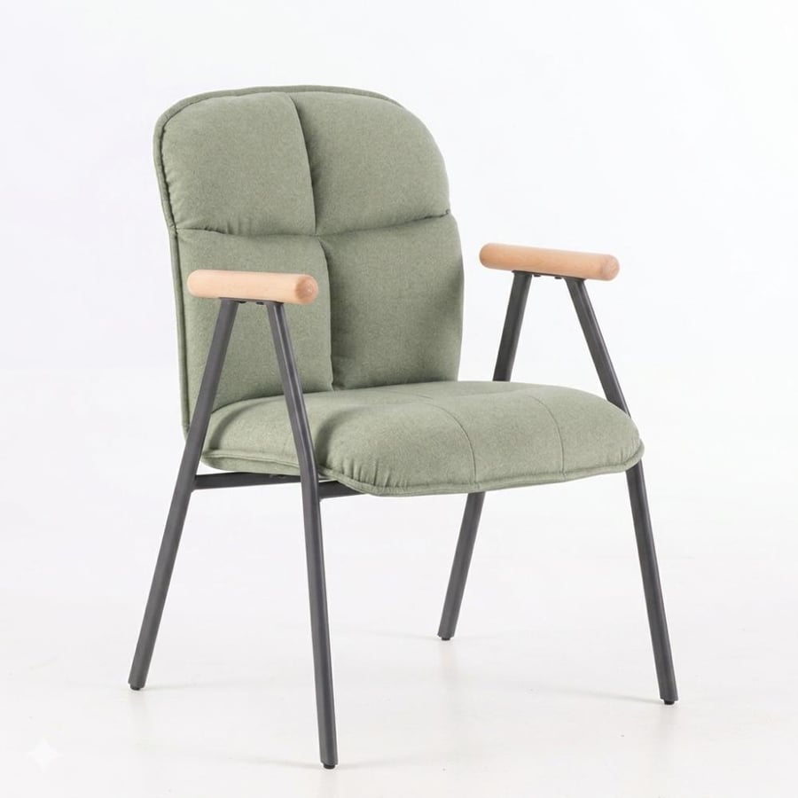 Dining and cafe chair, velvet wood, green color, ZH033GREEN