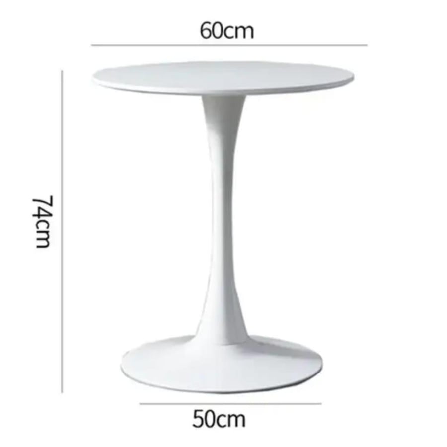 طاولة طعام دائرية 70CM سطح خشب مع قاعدة معدن لون ابيض GWD1280-70W