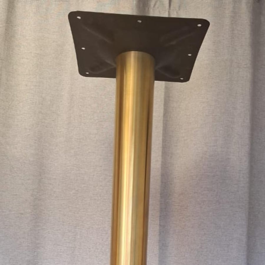 Gold stainless steel dining table base with black circular GWD1446