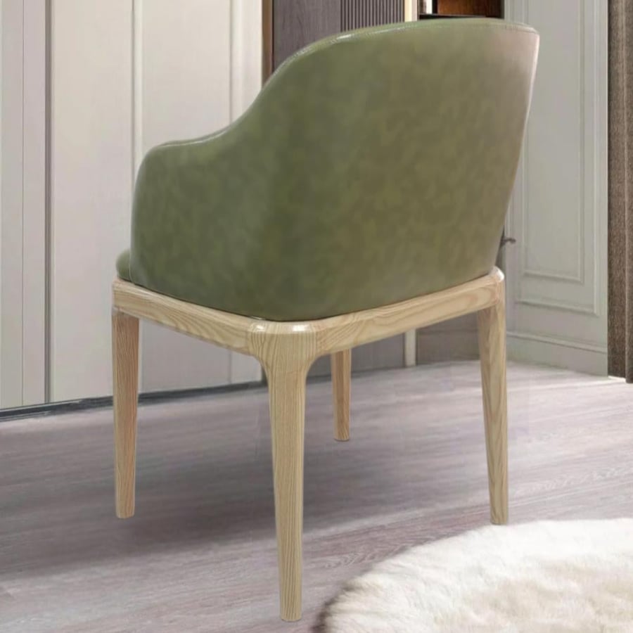 كرسي طعام خشب مع مقعد جلد اخضر  GWD1258GREEN