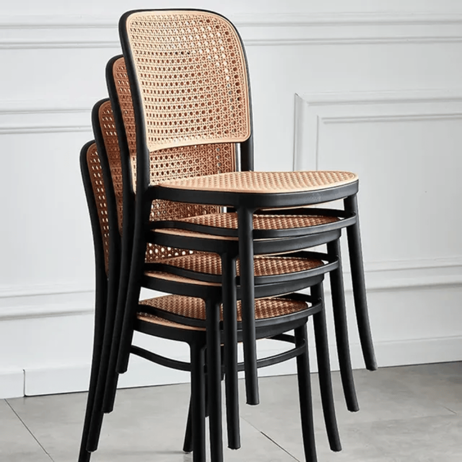 كرسي طعام وكافية فايبر & راتان خارجي لون اسود IEASYJF1102BLACK